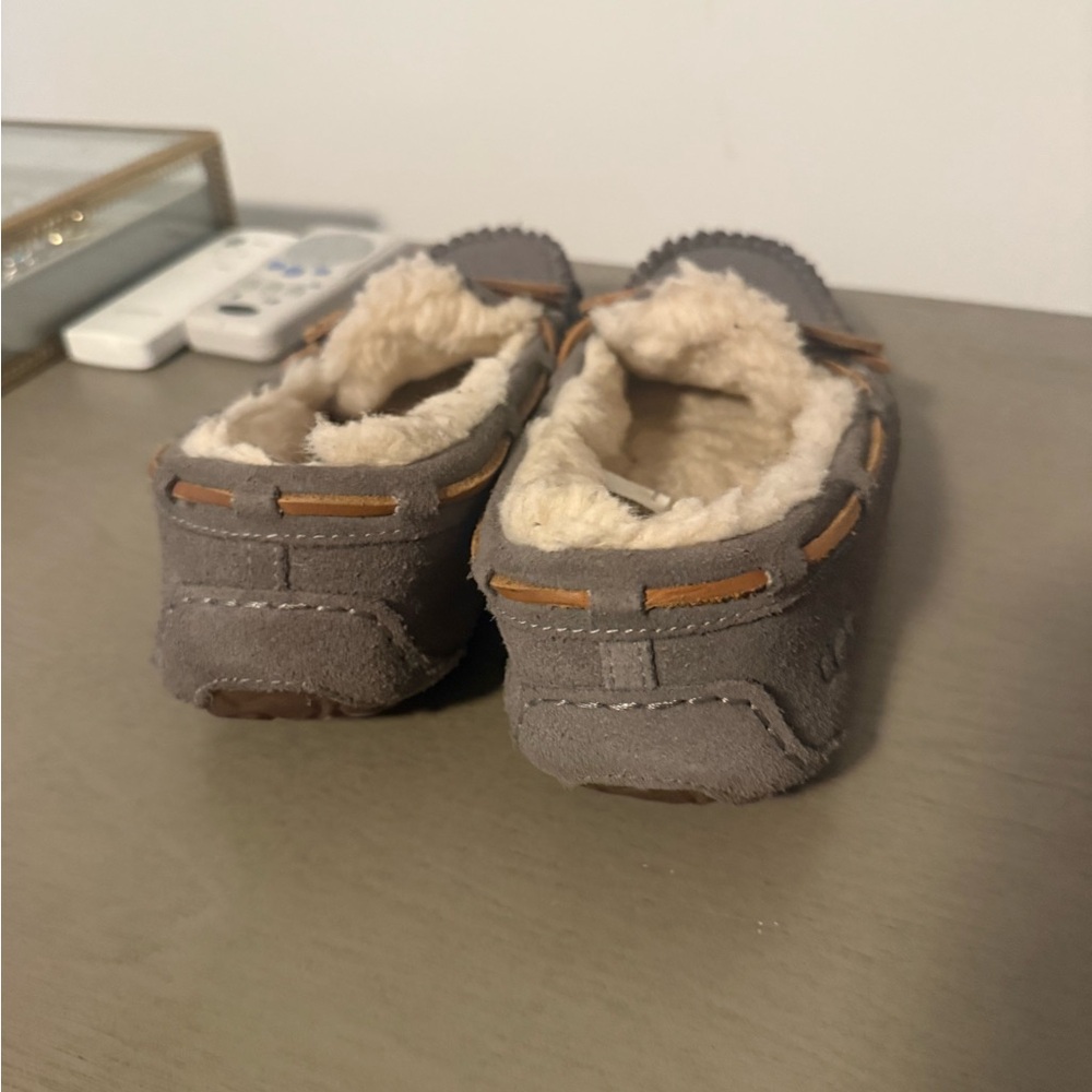 UGG Gray Suede Moccasin Slippers - Picture 2 of 4